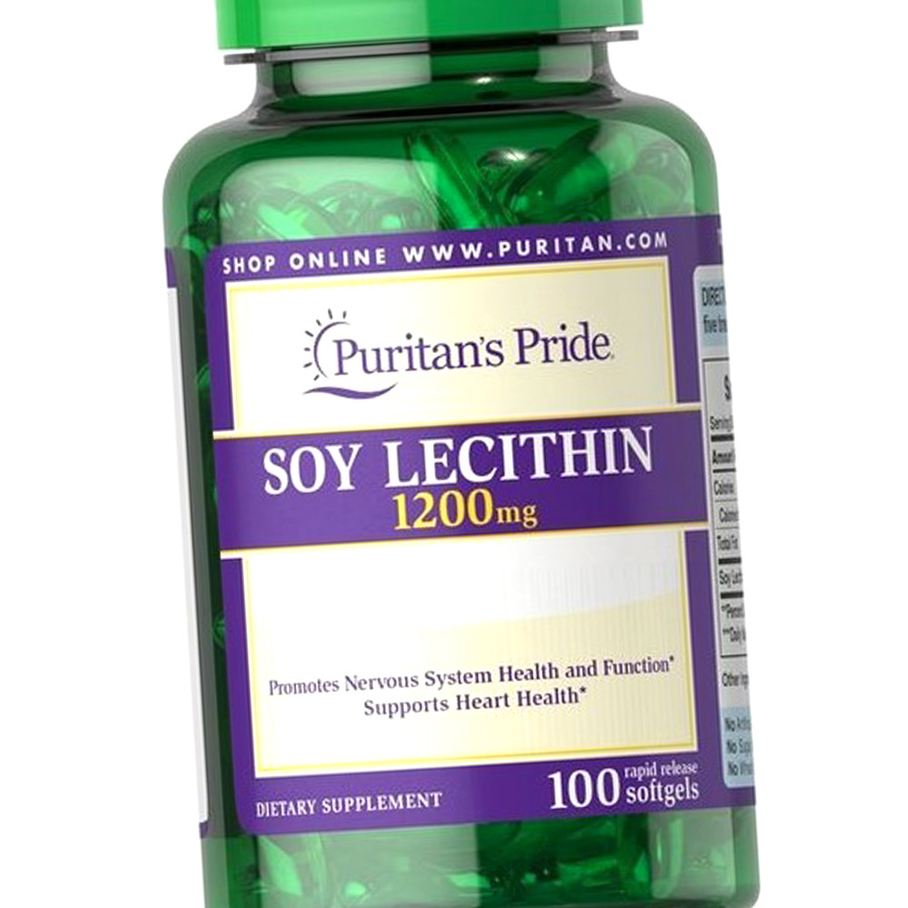Лецитин соєвий Puritan's Pride Soy Lecithin 1200 mg 100 кап, фото 1
