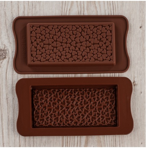 Силіконова форма плитка шоколаду "Сердечка"