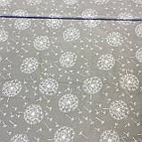 Тканина польська бавовна кульбаби на сірому фоні, ш. 160 см, фото 2