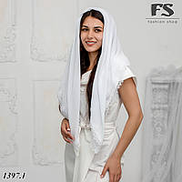 Стильный белый платок в храм, на венчание, на крестины Елизавета