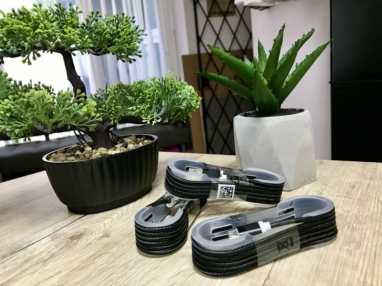 Плетений, тканинний кабель V8, канат, шнур Micro USB 1.5 метра, Чорний