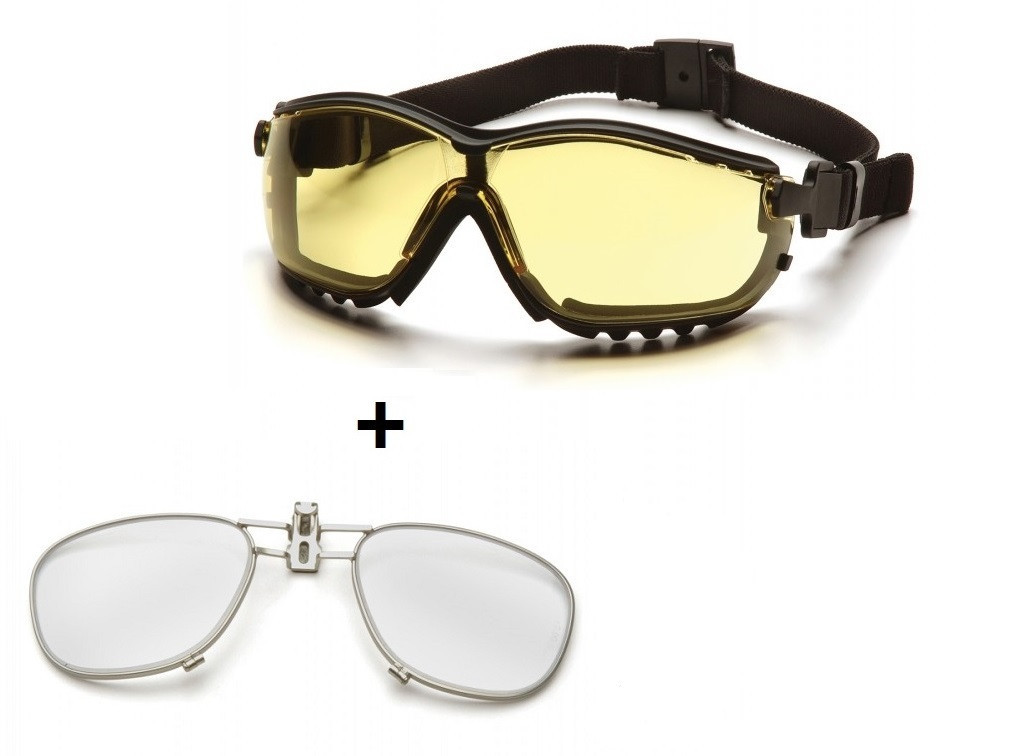 Баллістичні окуляри с диоптрической вставкой Pyramex V2G желтые