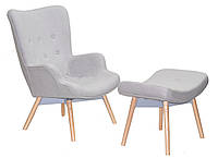 Кресло мягкое для отдыха + пуф REGENT Onder Mebli серый W-16
