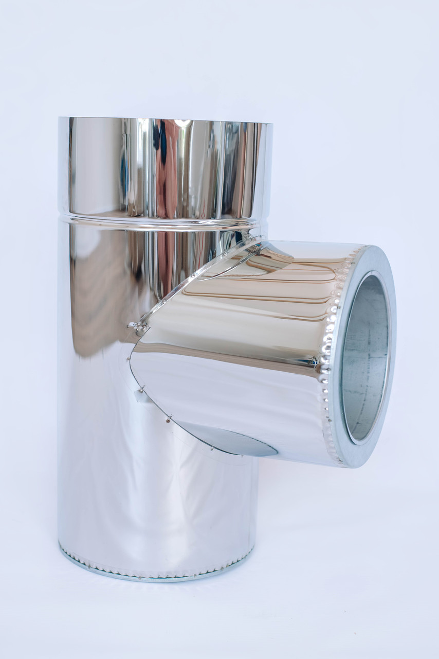 Ø 110/180 стінка 0.6 мм. Трійник 87° для димаря нерж/нерж ВУ, фото 1