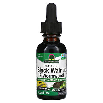 Чорний волоський горіх і полин для дітей та дорослих 2000 мг Nature's Answer Black Walnut Wormwood 30 мл без спирту