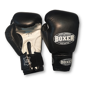 Боксерські рукавички BOXER 12 oz шкіра чорні