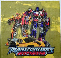 Серветки паперові з малюнком дитячі 3 шари 15 аркушів Трансформери Бамблбі