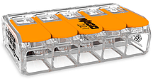 Клема WAGO 5 контактна, прозора 0.5 — 6 мм2 221-615