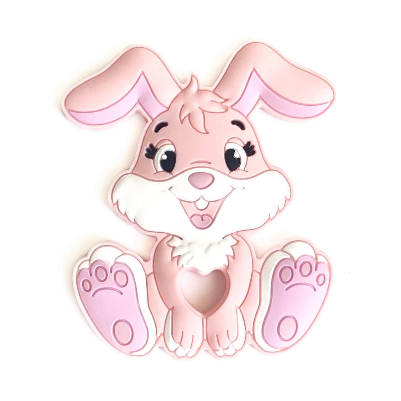 Зайчик Банні ГРИЗУНОК (троянда кварц), силіконовий прорізувач для зубів, фото 1