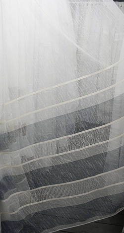 Тюль лляна з обважнювачем Ванесса колір Білий у смужку кольору джинс, фото 2
