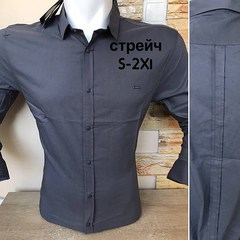 Приталенная мужская рубашка Black Stone с длинным рукавом, фото 2
