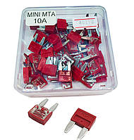 Комплект предохранителей автомобильных MTA mini 10A флажковые (100 шт)