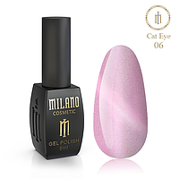 Гель лак Кошачий глаз Cat Eyes Crystal Milano 8 мл №06 (светоотражающий, для коротких ногтей красивый маникюр)