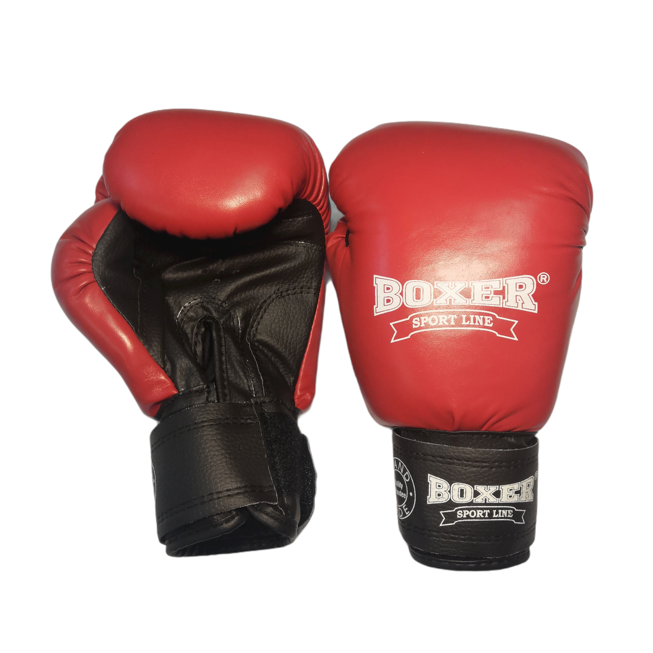 Боксерские перчатки BOXER 12 оz комбинированные красные - фото 1 - id-p520171792