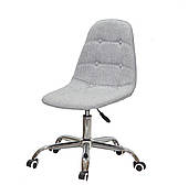 Стілець офісний м'який на коліщатках регульований Alex Office віскоза , сірий К-7