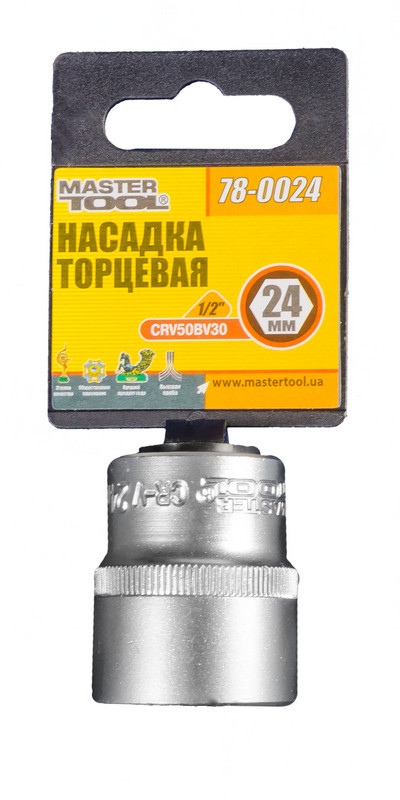 Насадка торцева 6-гранна 1/2" 24мм CRV MASTERTOOL 78-0024