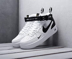 Nike Air Force 1 Mid TM White Black (Високі білі кросівки Nike Air Force 1 Mid TM White Black (Високі білі кросівки Найк Аїр Форс