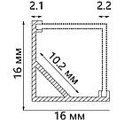 Профіль для світлодіодної стрічки накладної 16х16мм алюмінієвий (2 заглушки, розсіювач, 4 кріплення) CAB281, фото 6