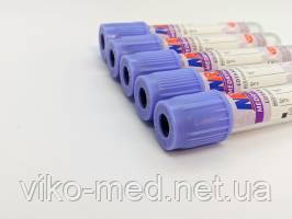 Вакуумна пробірка для забору крові MEDRYNOK 2 мл K2 EDTA 13х75, фіолетова кришка, стерильна *, фото 1
