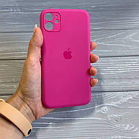 Чохол Silicone Case для Iphone 11 із захистом камери всередині мікрофібра Rose Red