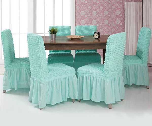 Чохли для меблів Milano стільці жатка з оборкою 6 шт. М'ятний, фото 1