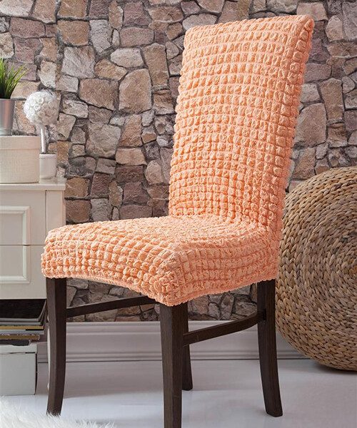 Чохли для меблів Milano стільці жатка без оборки 6 шт. Персиковий, фото 1