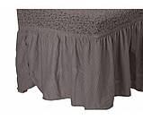 Чохли для меблів Milano стільці буклированный жаккард з оборкою 6 шт. Какао, фото 5