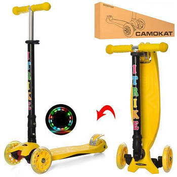 Дитячий триколісний самокат maxi JR 3-003-1-Y, жовтого кольору