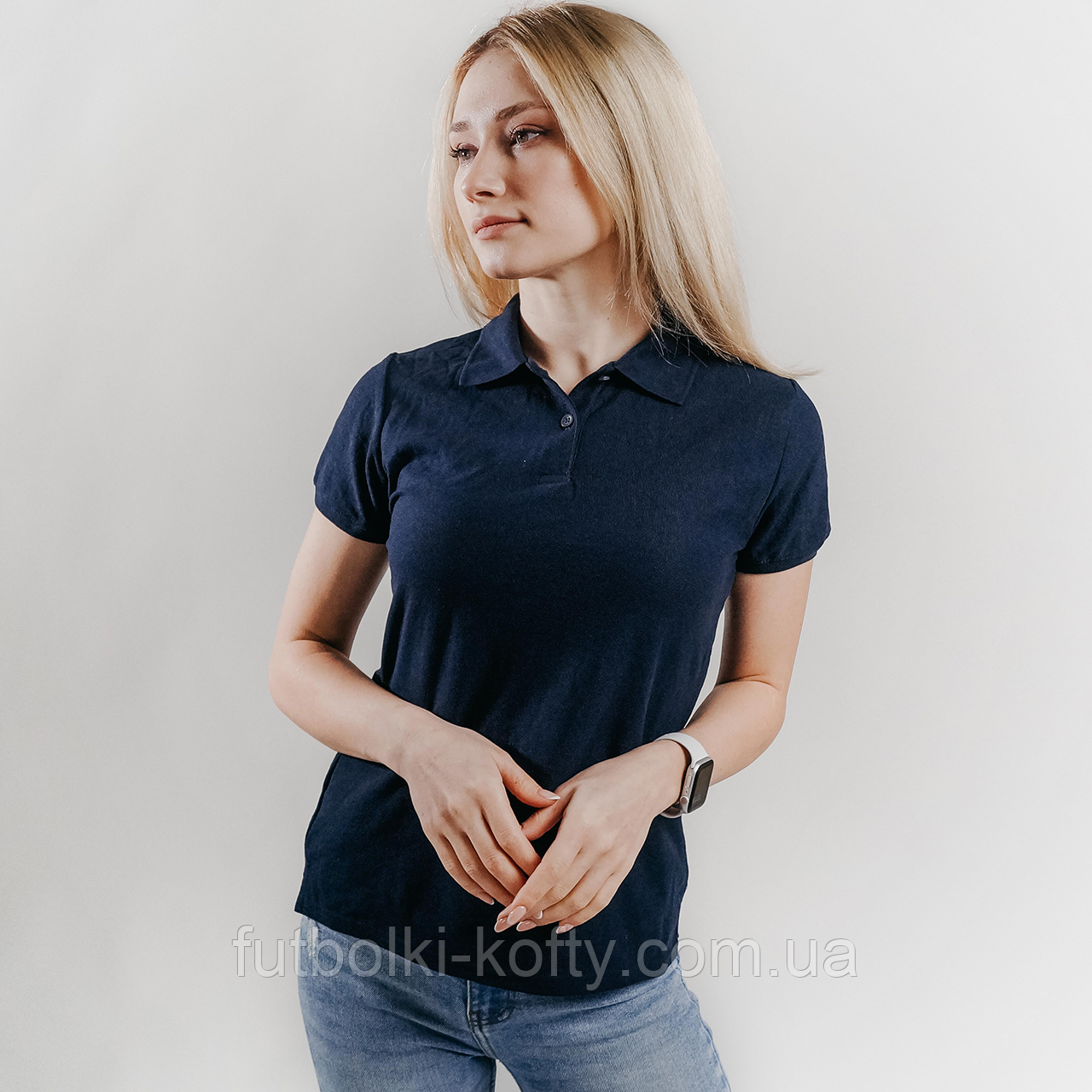 Жіноче поло синє (глибокий темно-синій) 65/35 Polo lady-fit Fruit of the Loom,2XL