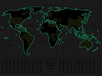 Скретч Карта Світу яка світиться в темряві Travel Map Glow World