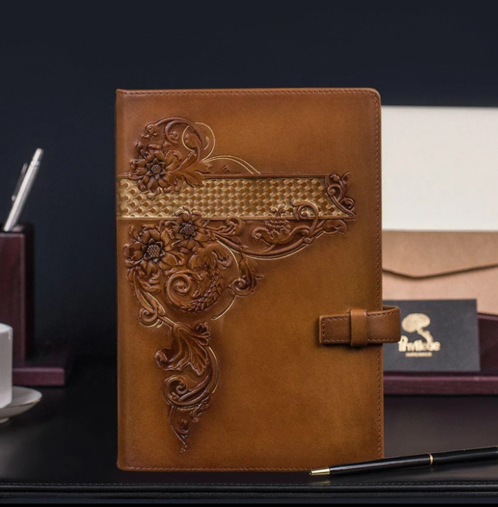 Жіночий шкіряний щоденник "Вінтаж" зі змінним внутрішнім блоком. Колір коричневий