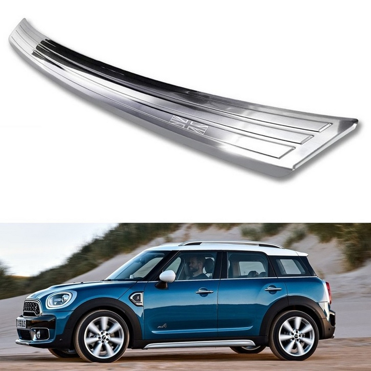 Захисна накладка на задній бампер для Mini Countryman F60 2016-2020 /срібляста нерж.сталь/