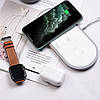Безпровідний зарядний пристрій Hoco CW24 для смартфонів з технологією Qi, Apple Watch, AirPods White, фото 4