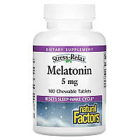 Мелатонин Natural Factors, Stress-Relax "Melatonin" со вкусом мяты, 5 мг (180 жевательных таблеток)