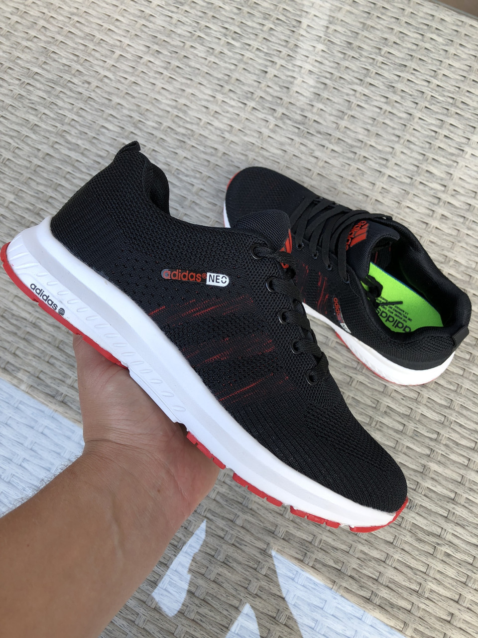Чоловічі кросівки Adidas Neo чорно білі \ червоні 40, фото 1