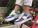 Жіночі шкіряні кросівки Nike Air Force 1 Shadow білі з фіолетовим 36, фото 2