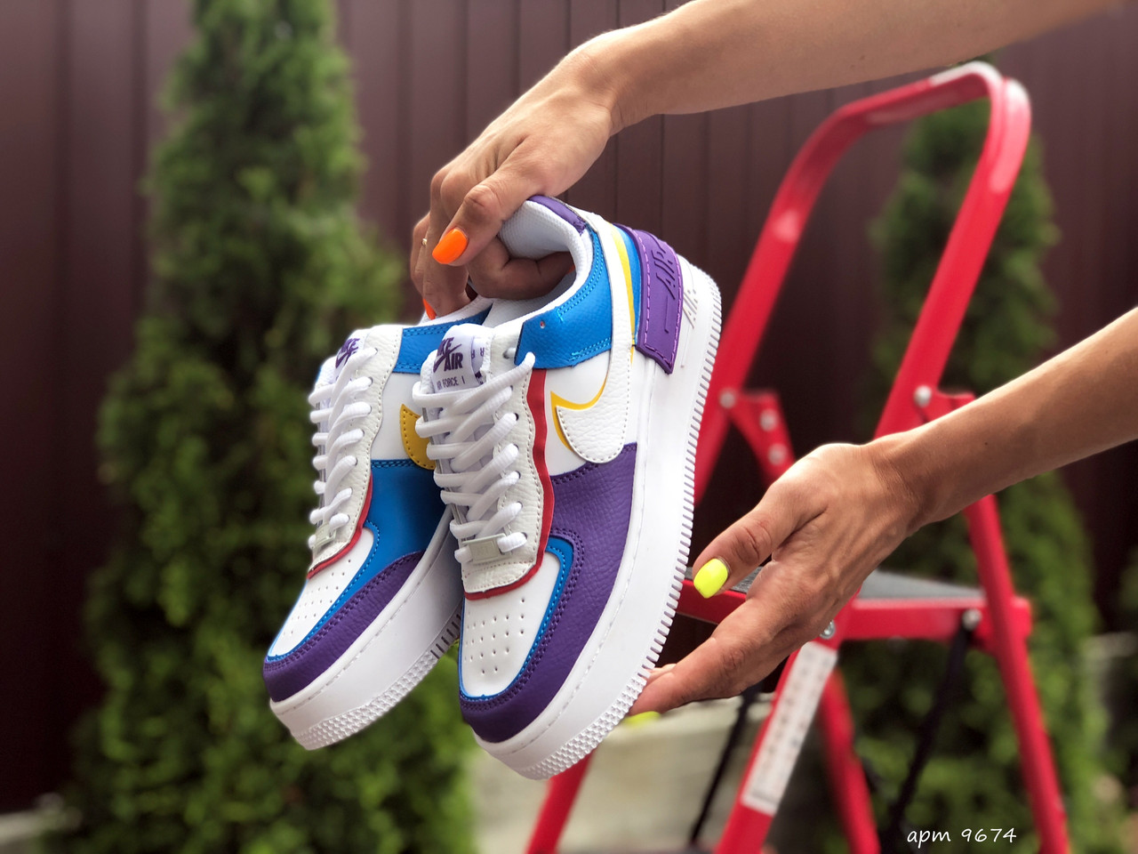 Жіночі шкіряні кросівки Nike Air Force 1 Shadow білі з фіолетовим 36, фото 1