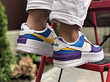 Жіночі шкіряні кросівки Nike Air Force 1 Shadow білі з фіолетовим 36, фото 3