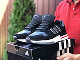 Чоловічі шкіряні кросівки Adidas Zx 500 Rm чорні з білим, фото 3