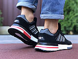 Чоловічі шкіряні кросівки Adidas Zx 500 Rm чорні з білим, фото 5