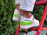 Жіночі шкіряні кросівки Nike Air Force 1 Shadow білі з малиновим \ салатові 36, фото 4