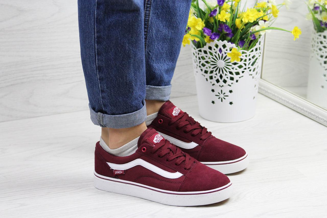 Жіночі кросівки, кеди Vans бордові 38, фото 1