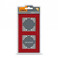 Рамка червоне скло на 2 місця горизонтальна VIDEX BINERA