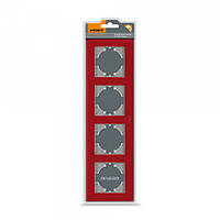 Рамка червоне скло на 4 місця горизонтальна VIDEX BINERA