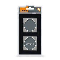 Рамка чорне скло на 2 місця горизонтальна VIDEX BINERA