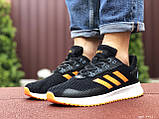 Чоловічі кросівки Adidas чорно білі \ помаранчеві 42, фото 3