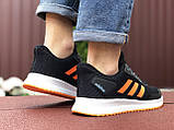 Чоловічі кросівки Adidas чорно білі \ помаранчеві 42, фото 4