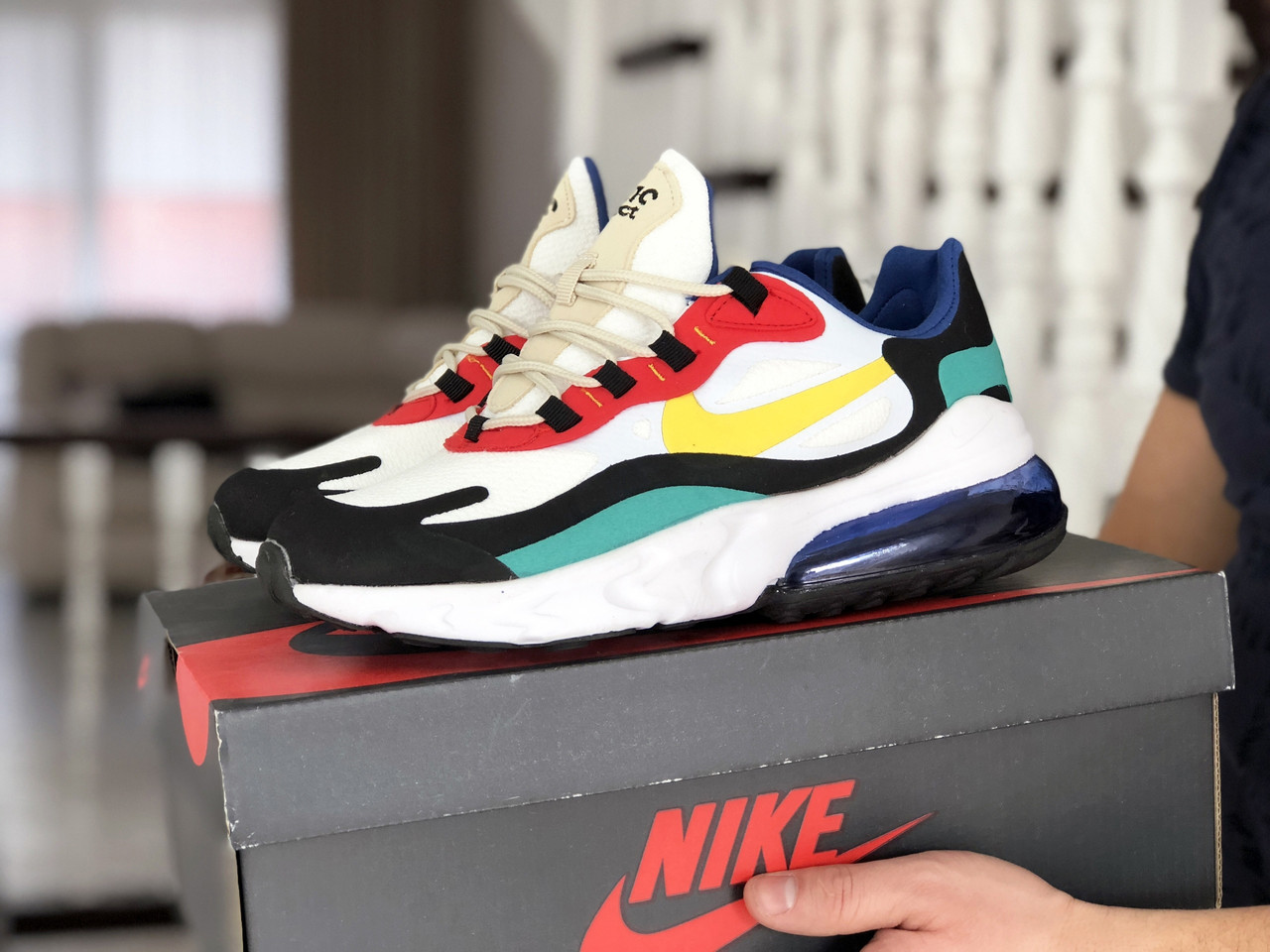 Чоловічі кросівки Nike Air Max 270 React білі з жовтим 44