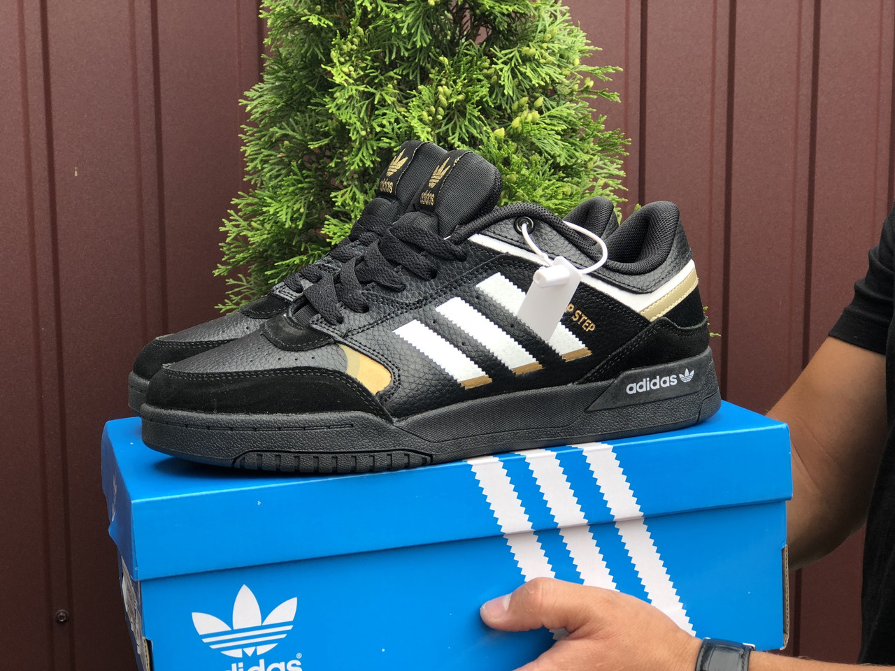 Кросівки чоловічі Adidas Drop Step чорні з білим адідас-дроп степ шкіряні демісезонні