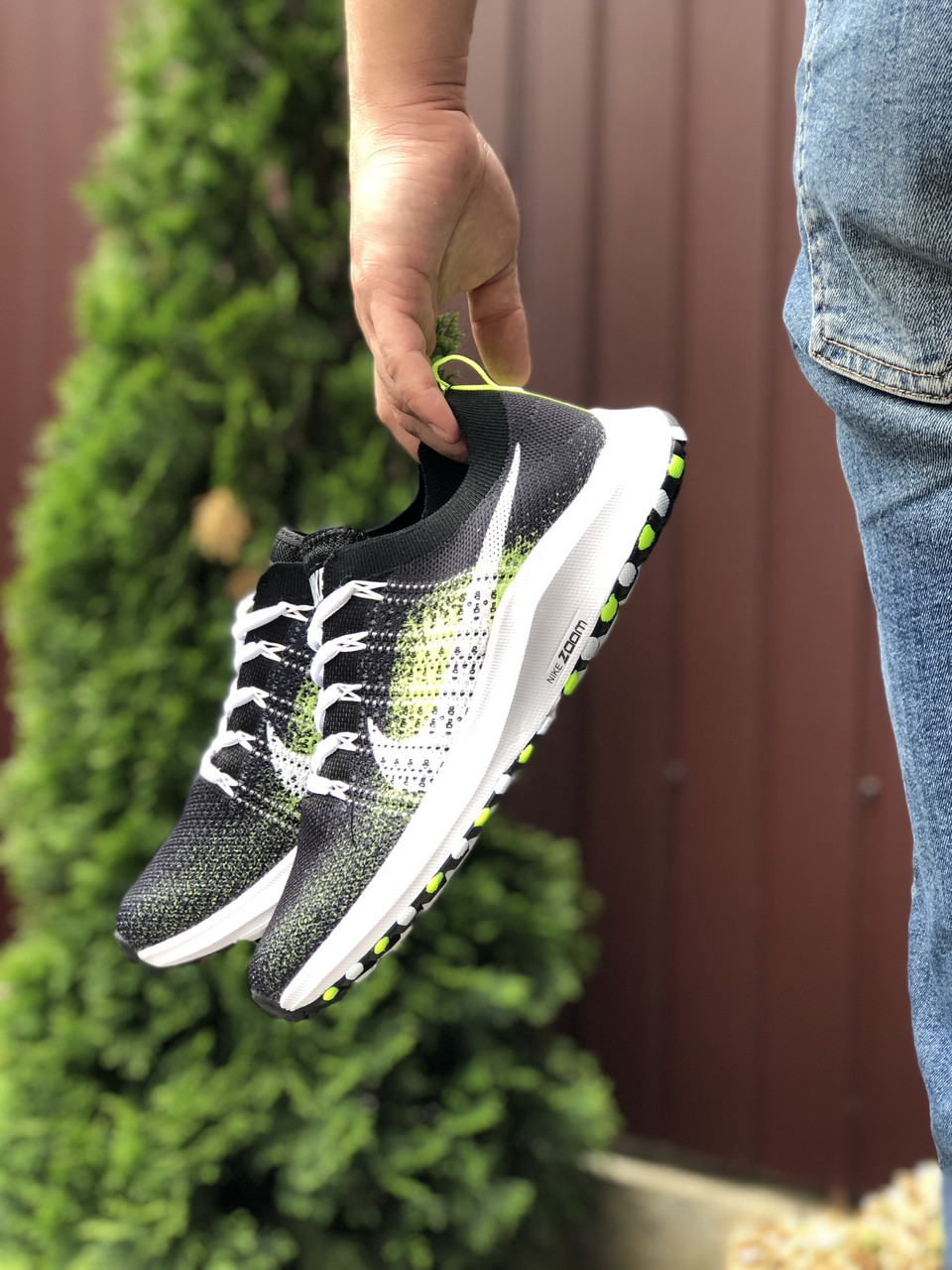 Чоловічі кросівки Nike Zoom чорні з салатовим 41